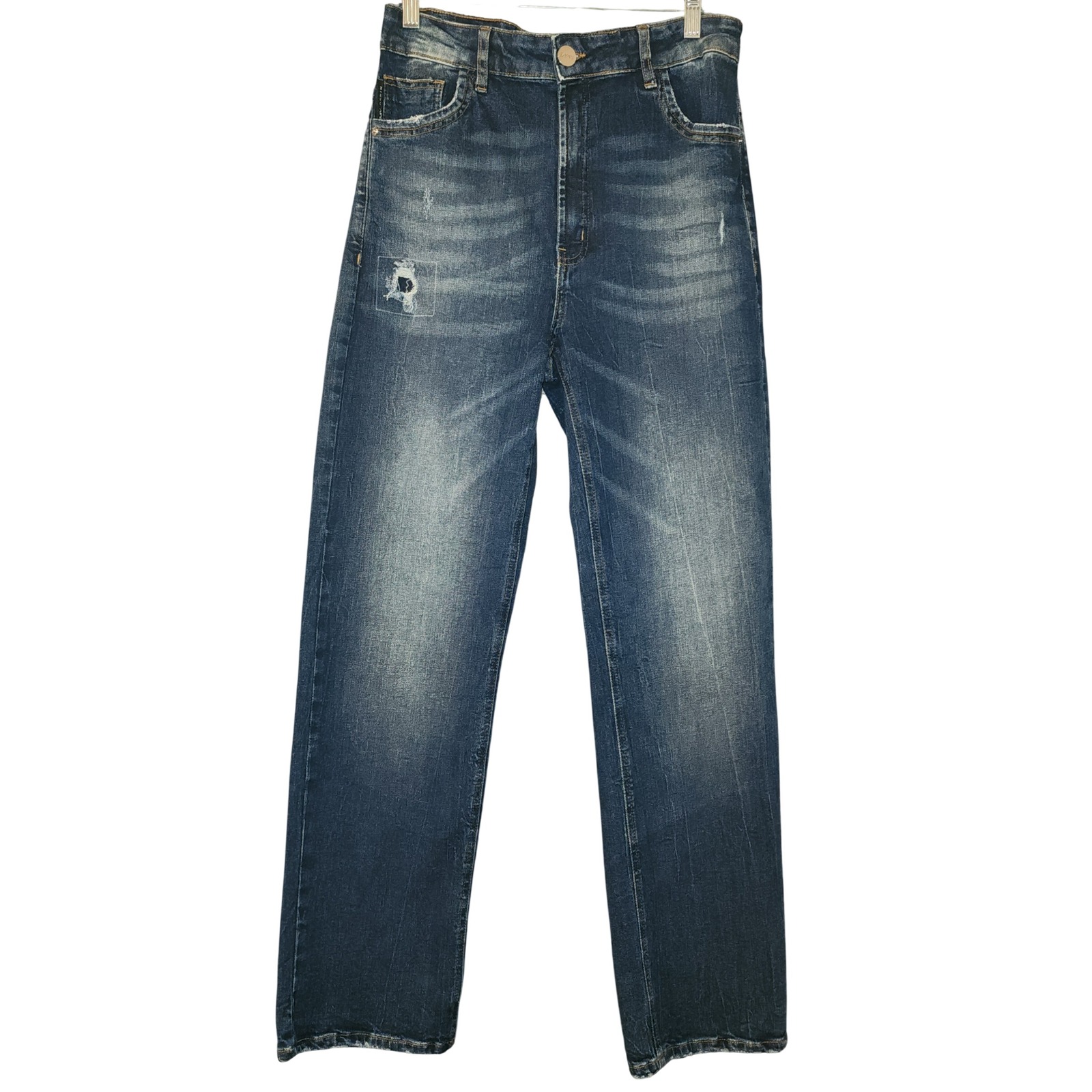 Dimy Denim Women Zendaya Straight Leg Jeans Distressed Medium Wash Size 2